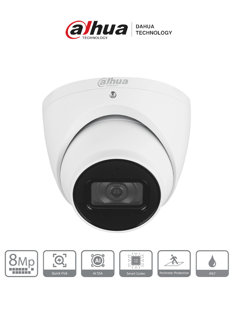 DAHUA DH-IPC-HDW3841EM-S-S2 – Cámara IP Domo de 8 MP con diseño Eyebal