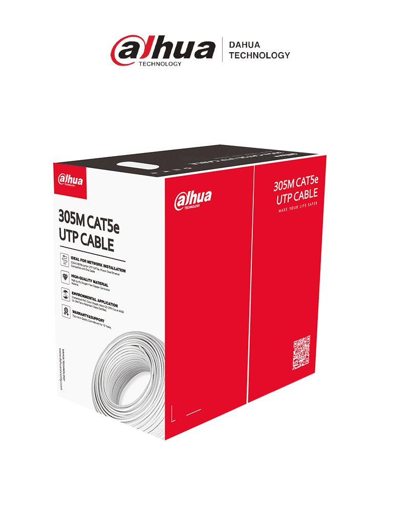 DAHUA PFM920I-5EUN-C-V2 (white) – Bobina de cable UTP blanco, 100 cobr
