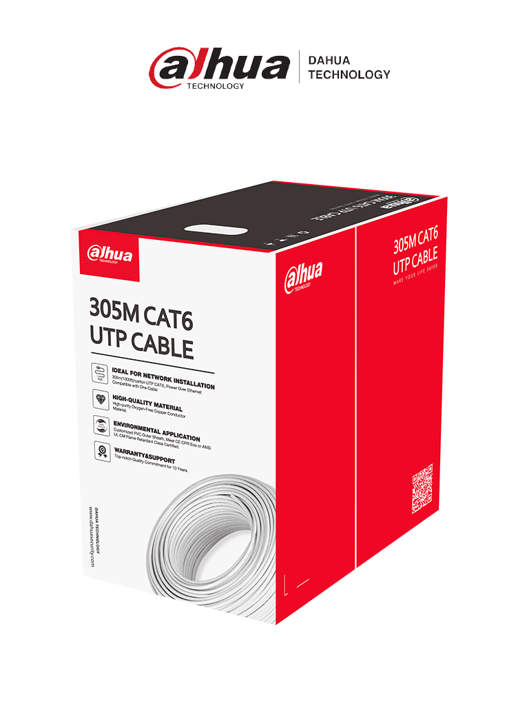 DAHUA PFM923I-6UN-C – Bobina de Cable UTP Cat 6 100 Cobre Color Blanco