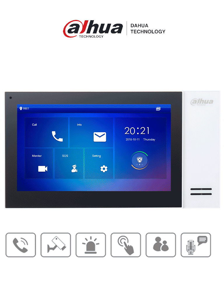 DAHUA VTH2421FW-P – Monitor IP de 7″ Serie Pro con pantalla táctil, 8G