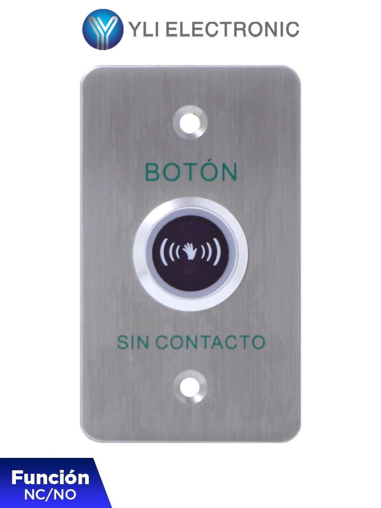 YLI ISK841BLED – Botón de Salida sin Contacto, Indicador LED, Acero In