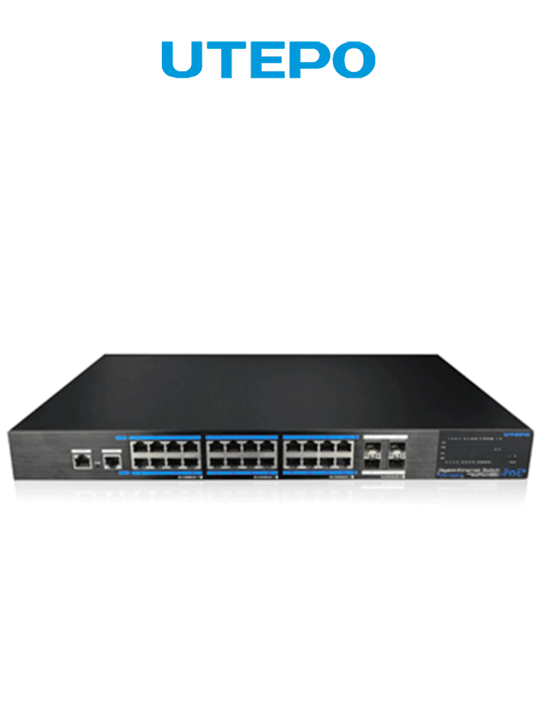 UTEPO UTP7524GEPOE4GF – Switch Gigabit PoE administrable, capa 2, 24 p