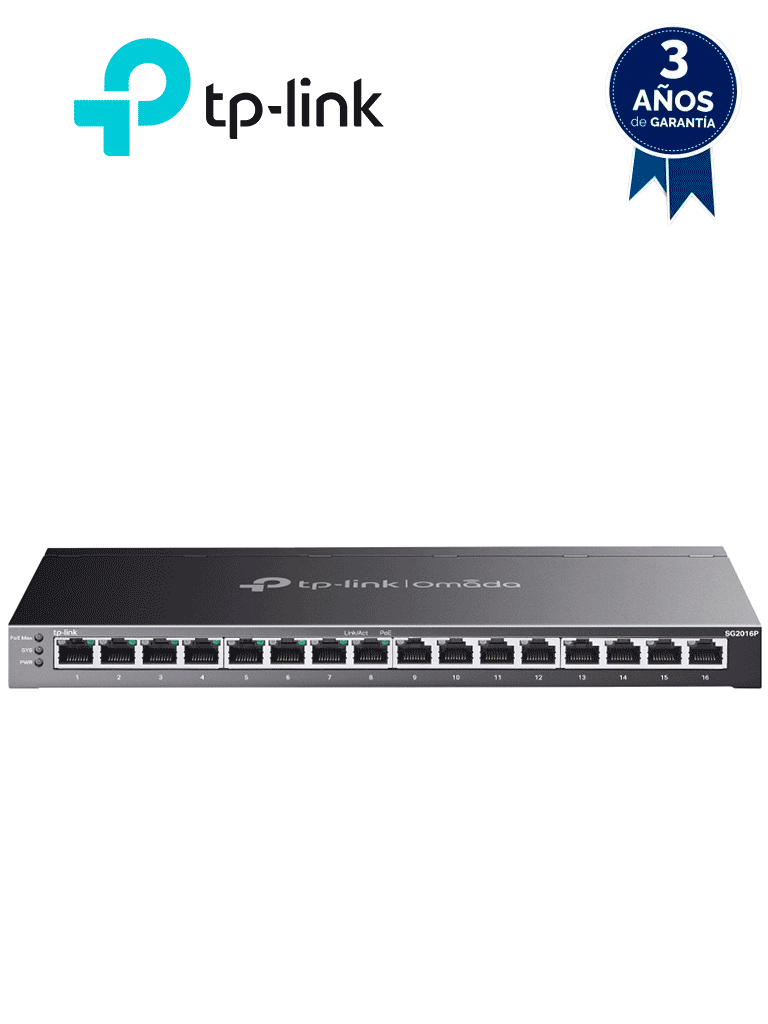 TP-LINK – TL-SG2016P – Switch JetStream de 16 puertos con PoE+. TPL372