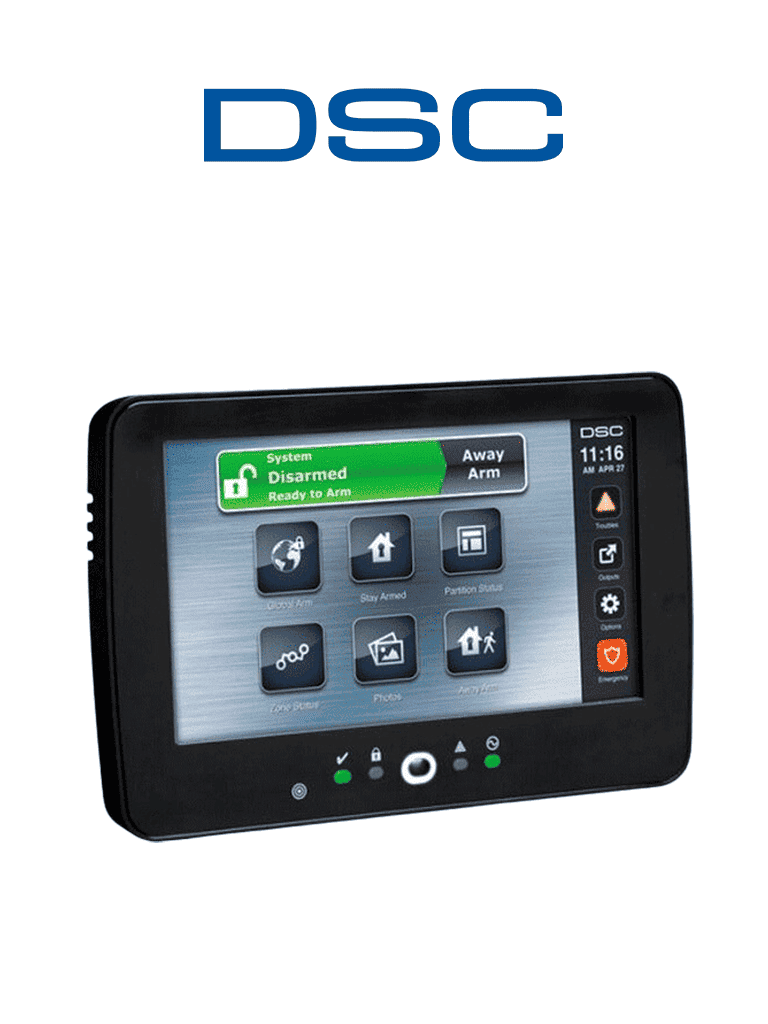 DSC HS2TCHPBLK N – Teclado Cableado de Pantalla Táctil negro de 7’’ co