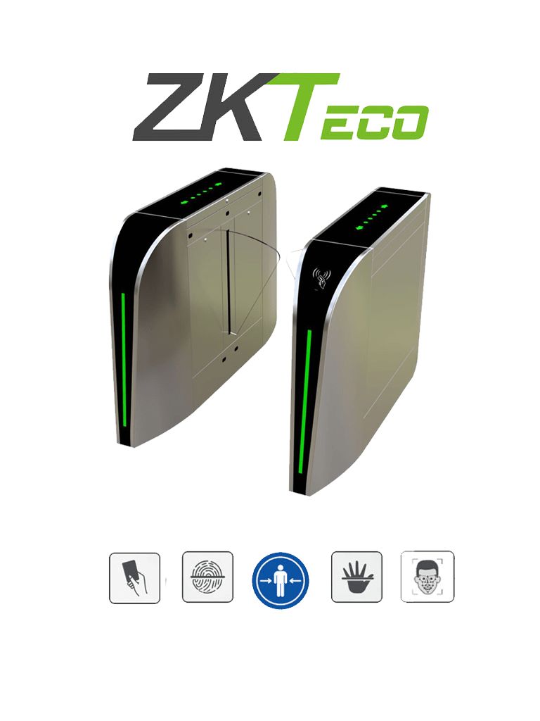 ZKTECO FBL300 – Barrera Peatonal Tipo Flap Bidirecc. 2 Chasis Acero SU