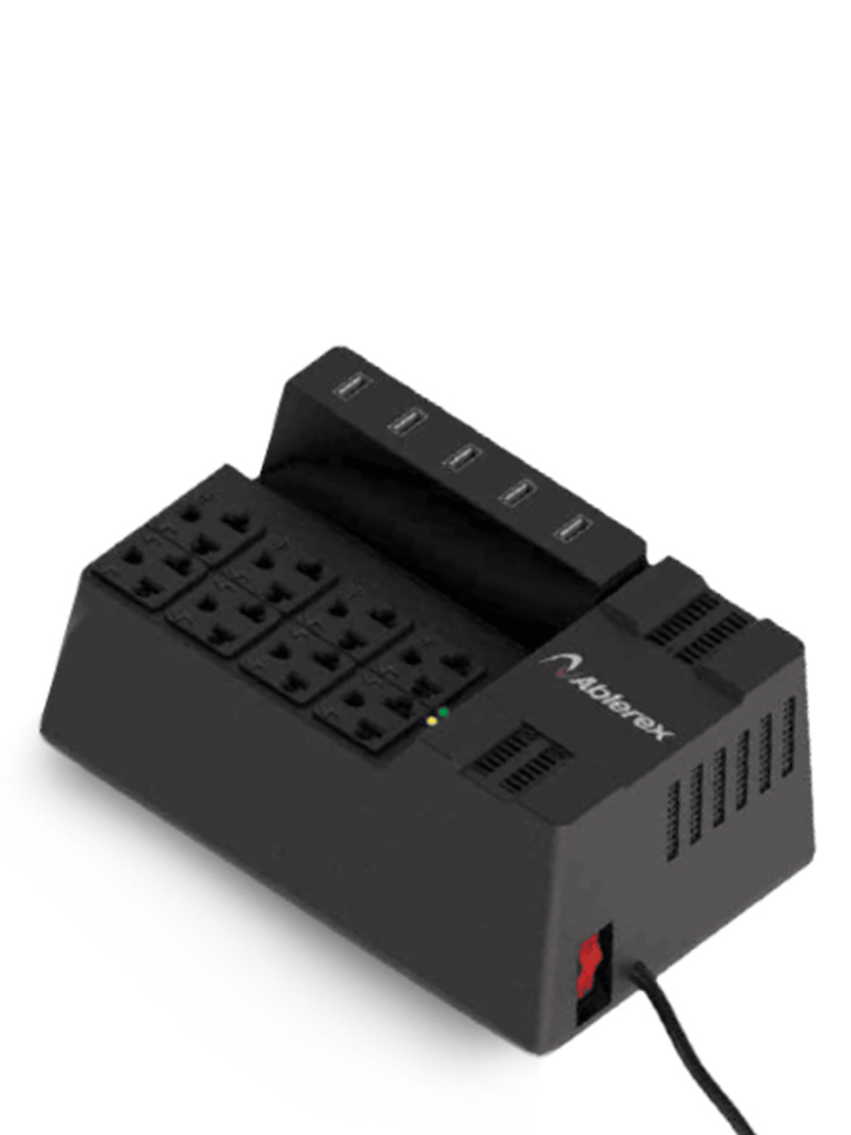 ABLEREX – AB-R1208USB – Regulador 1200VA 600W 8 Salidas NEMA 5-15R 5 U