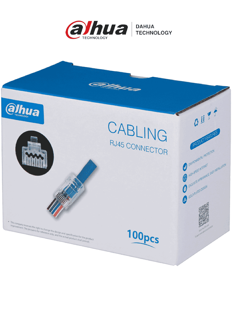DAHUA DH-PFM976-631-PT – Caja con 100 Plugs Pass through RJ45 Cat6 Cha