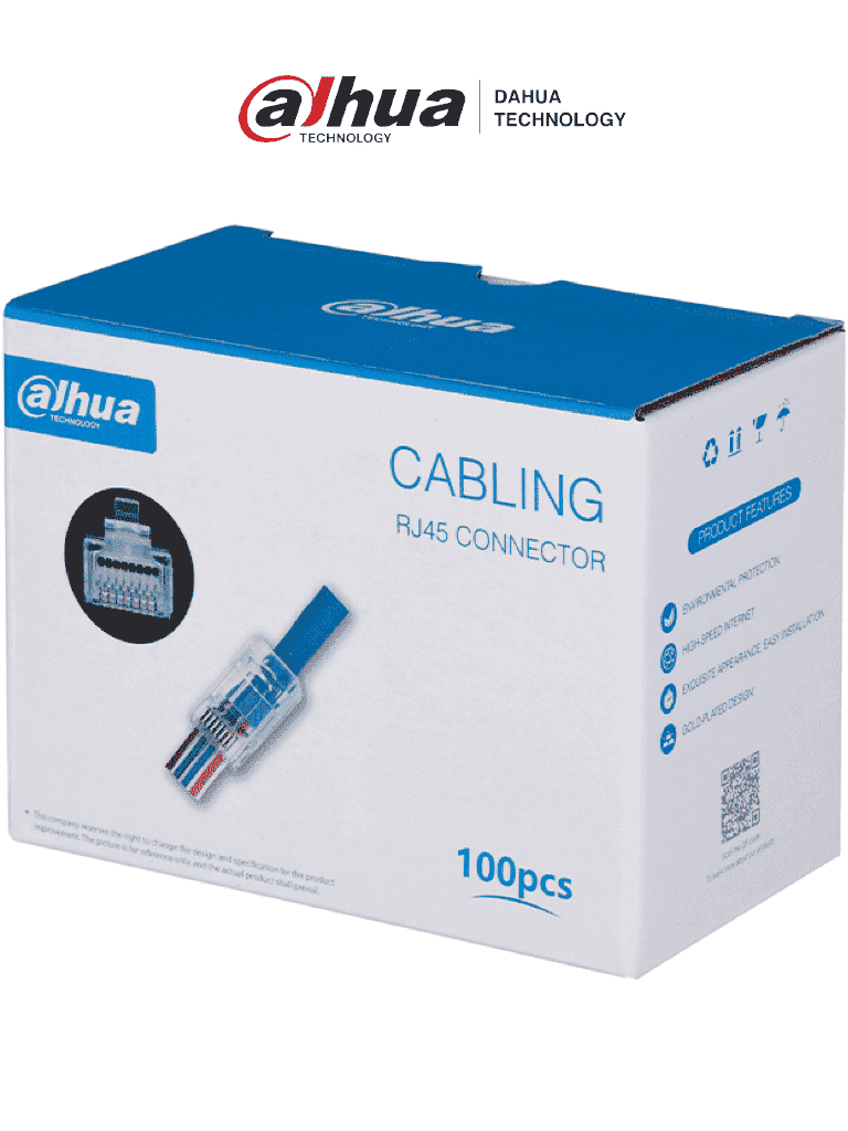DAHUA PFM976-531-PT – Caja con 100 Plugs Pass through RJ45 Cat5e Chapa