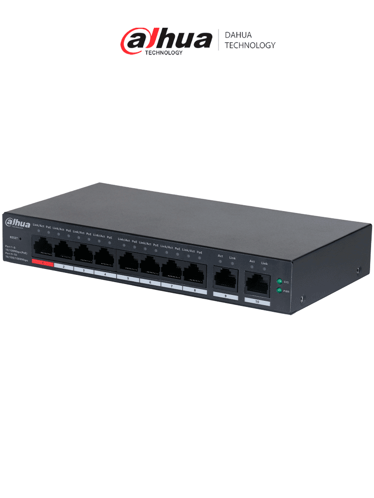 DAHUA CS4010-8ET-110 – Switch Poe de 10 Puertos 8 Puertos PoE 10 100 2