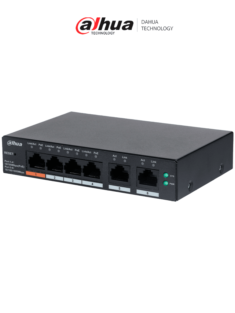 DAHUA CS4006-4ET-60 – Switch PoE de 6 Puertos Administrable 4 Puertos