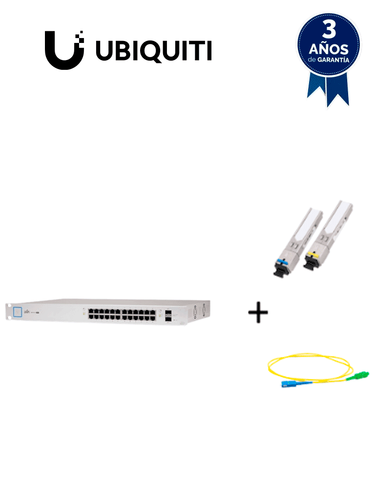 UBIQUITI US24250WPAQFIB2 – Paquete de Switch Poe 24 Puertos RJ45 y 2 P