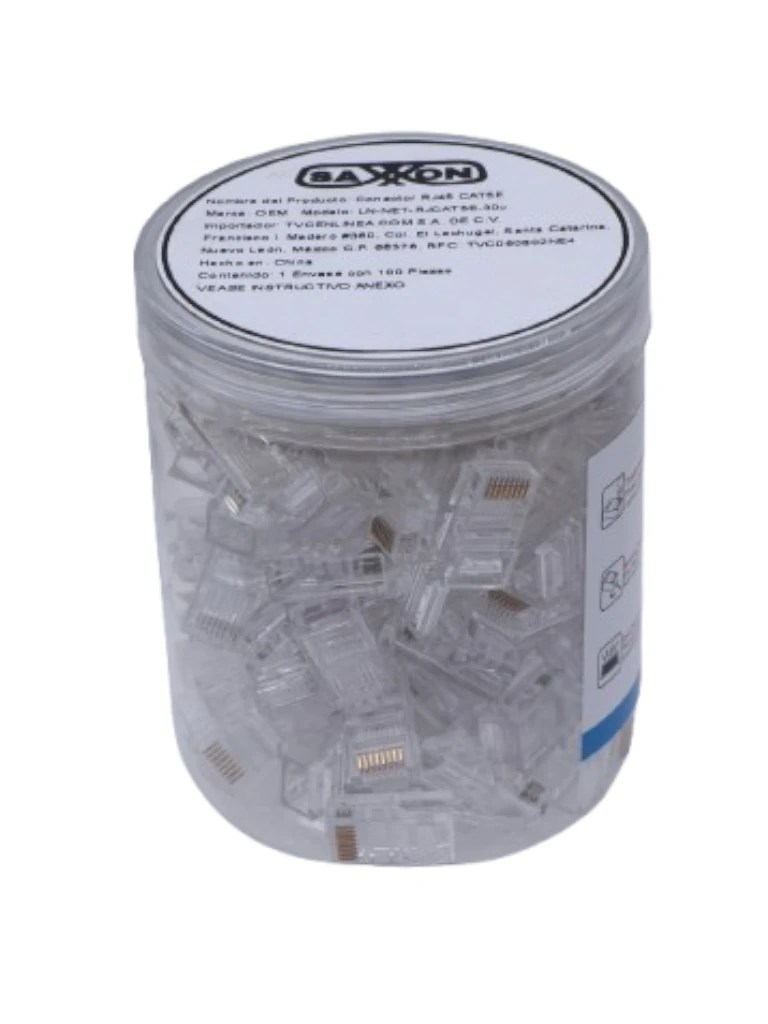TCE LN-NET-RJCAT5E-30u – Bote con 100 Plugs RJ45 Cat5e, Sin Blindaje,