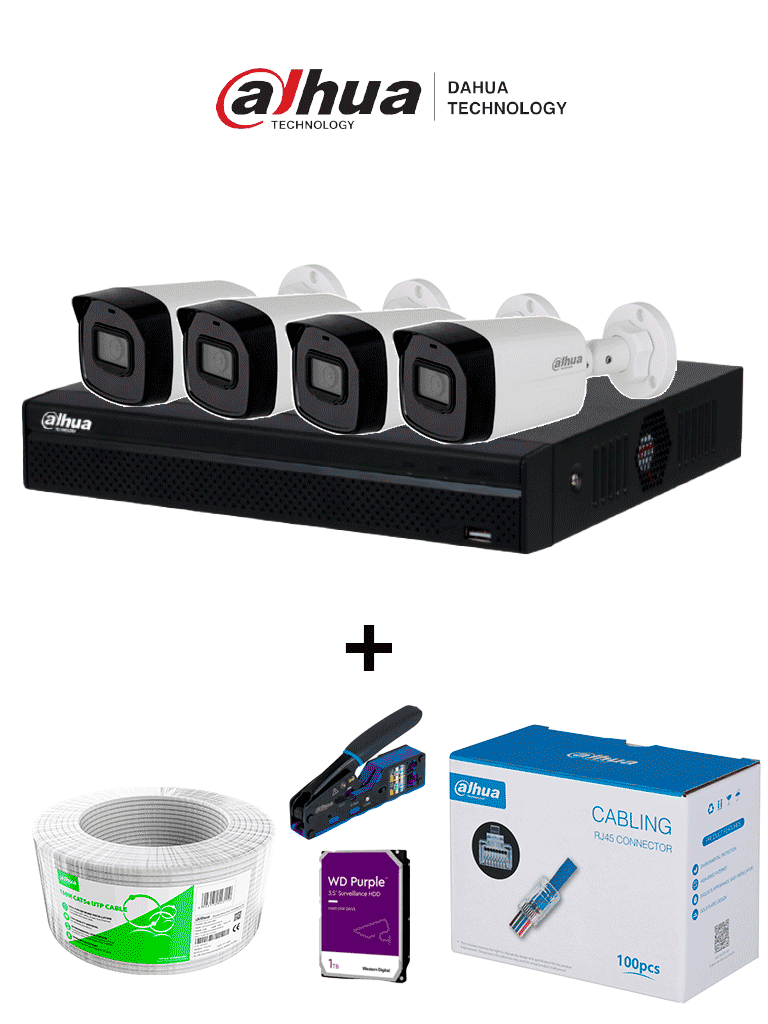 Bundle NVR+4BulletIP – Compra 1 NVR NVR1104HS-P-S3 de 4 Canales 4 cáma