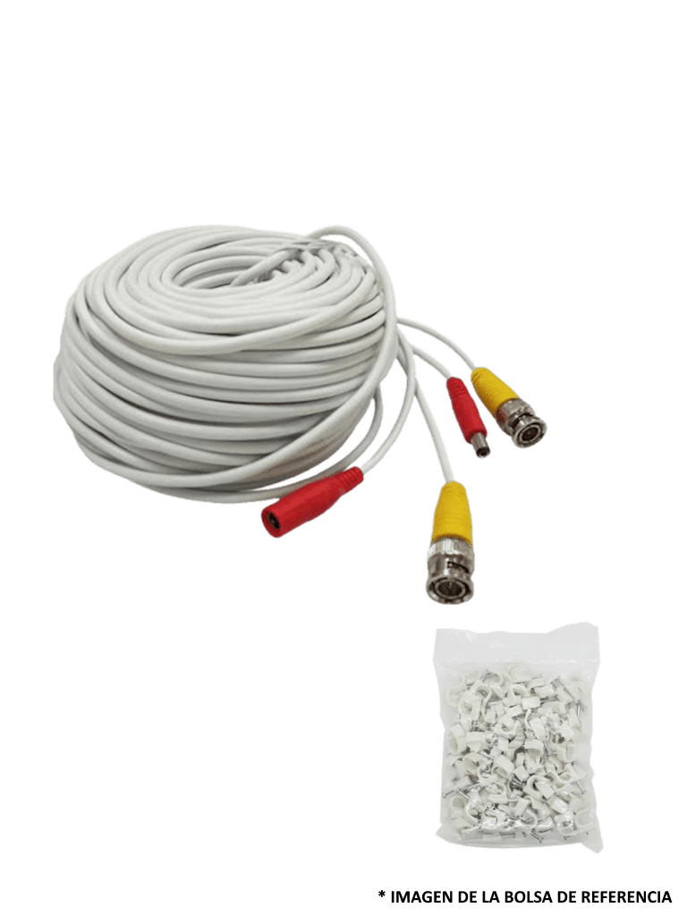 TCE-BNC20WLMG5-Paquete de Cable Siames Armado Blanco de 20 Metros con