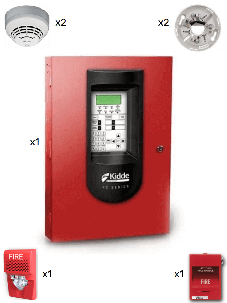 KIDDE F_FX64RSPKIT2 – Panel FX 64 2 Detectores de Humo con Bases 1 Est