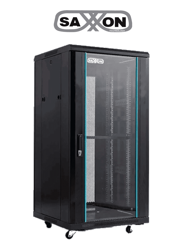 SAXXON SXR22U6622S – Gabinete de Piso color Negro 22UR Puerta de Vidri