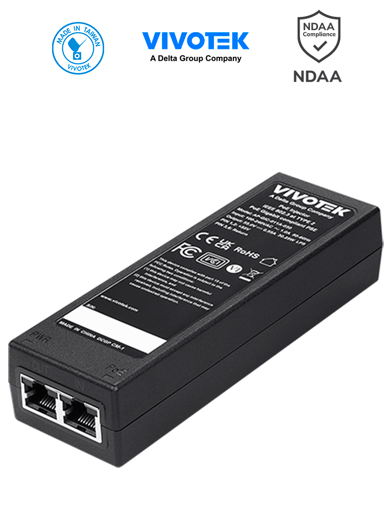 VIVOTEK AP-GIC-011A-030 – Inyector PoE Gigabit, 30W, 1 puerto, 802.3af