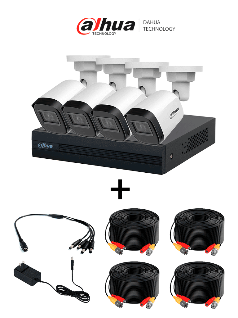DAHUA PAQXVR1B04-I+4B1A21-DH-PFM942I-20-5- Paquete de 4 Canales de 2 M DAHUA PAQXVR1B04-I+4B1A21-DH-PFM942I-20-5- Paquete de 4 Canales de 2 M