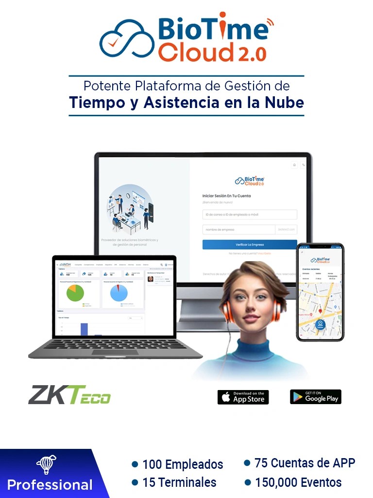 ZKTECO BIOTIMECLOUDPROFESSIONAL – Licencia de Asistencia en la Nube pa ZKTECO BIOTIMECLOUDPROFESSIONAL – Licencia de Asistencia en la Nube pa