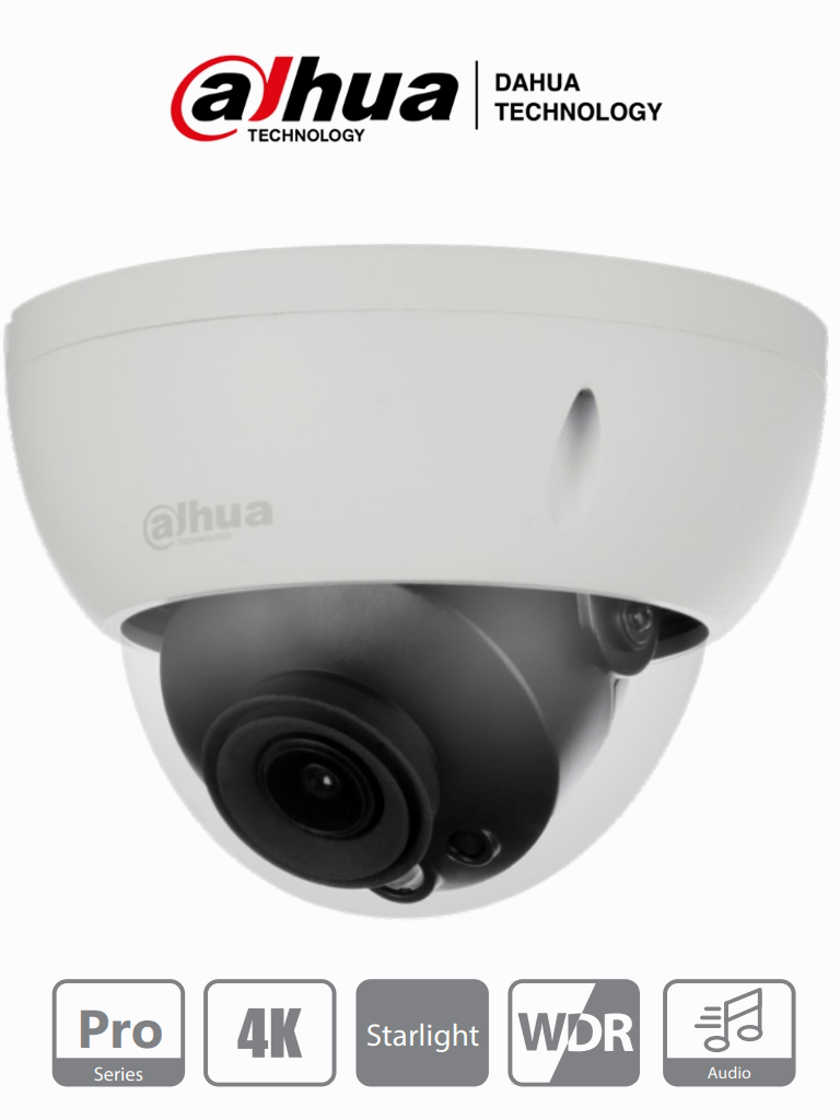 DAHUA HDBW2802R-36 – Cámara Domo Antivandálica 4K 8 Megapíxeles SerieP