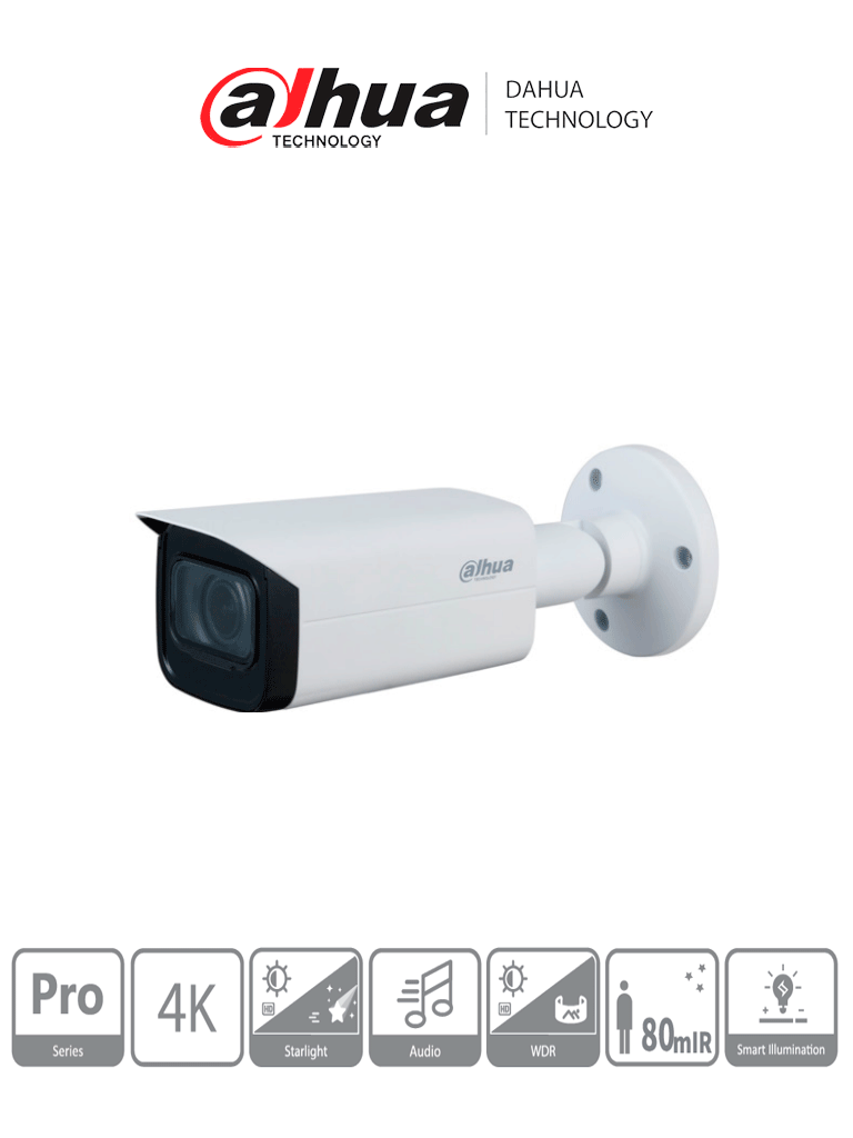 DAHUA HAC-HFW2802TU-Z-A – Cámara Bullet 4k Starlight 8 Megapíxeles Len