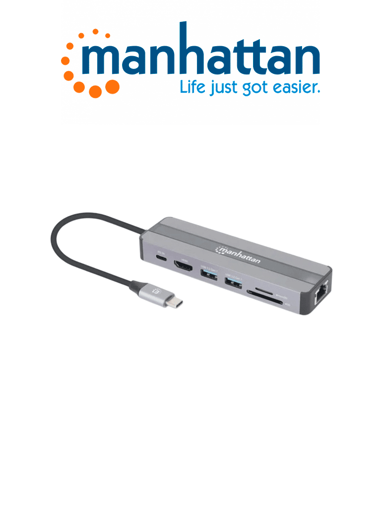 MANHATTAN 153928 – Estación Docking USB-C 7 en 1 USB 3.2 Gen 1 Tipo-C