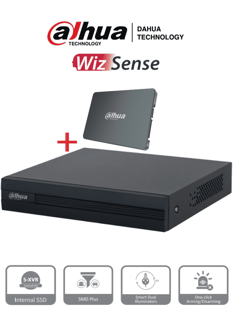 DAHUA XVR1B08-I-SSD – DVR de 8 canales 1080p Lite Con disco SSD de 512