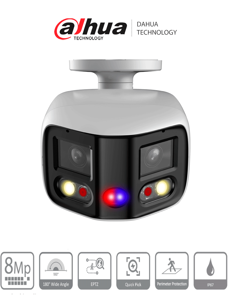 DAHUA IPC-PFW3849S-A180-AS-PV Cámara IP Bullet WizSense 2x4MP con visi
