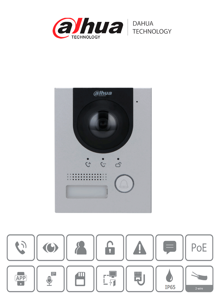 DAHUA VTO2202F-P – Frente de Calle para Videoportero IP Metálico Cámar