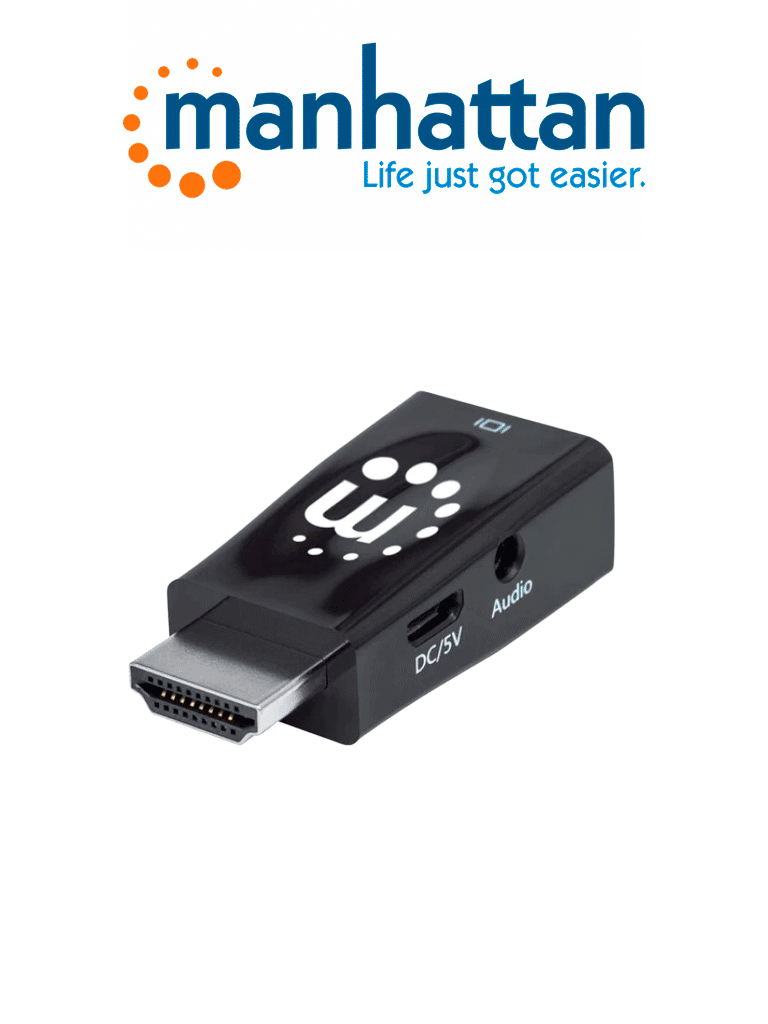 MANHATTAN 151542 – Micro Convertidor HDMI a VGA con salida de audio HD