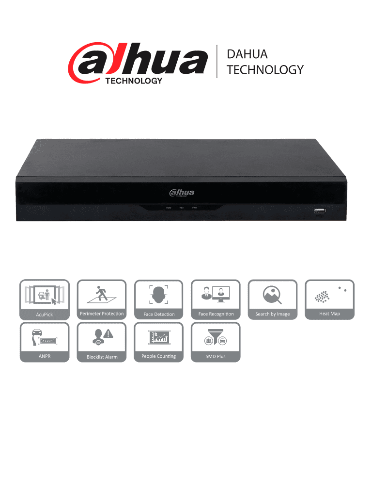 DAHUA NVR5216-16P-EI NVR IP WizSense de 16 canales 1U 16PoE 2HDD H.265