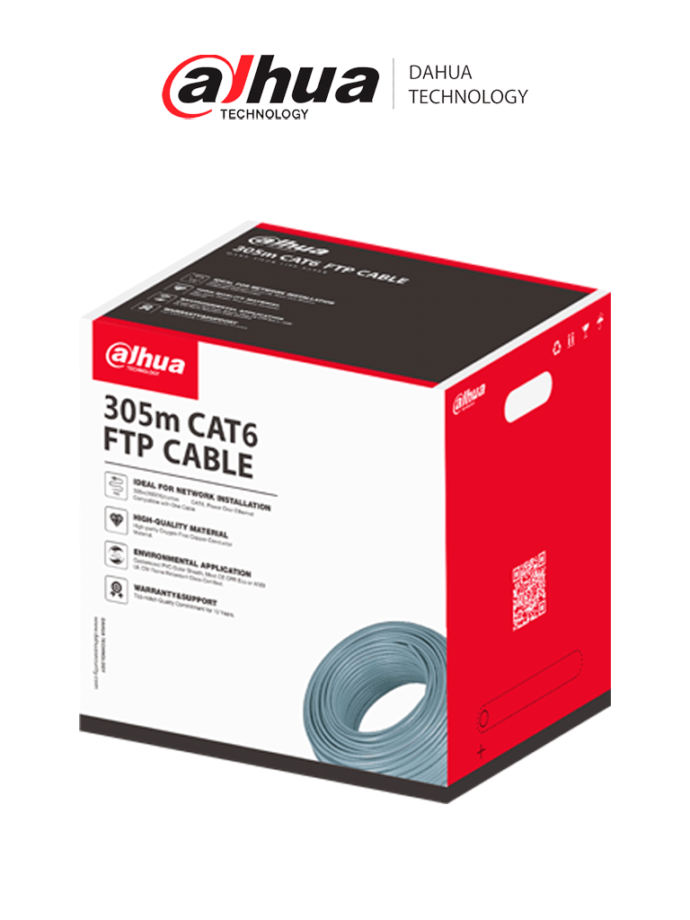 DAHUA DH-PFM920I-6F-C Bobina de cable UTP 305m FTP CAT6 caja FTP CAT6,