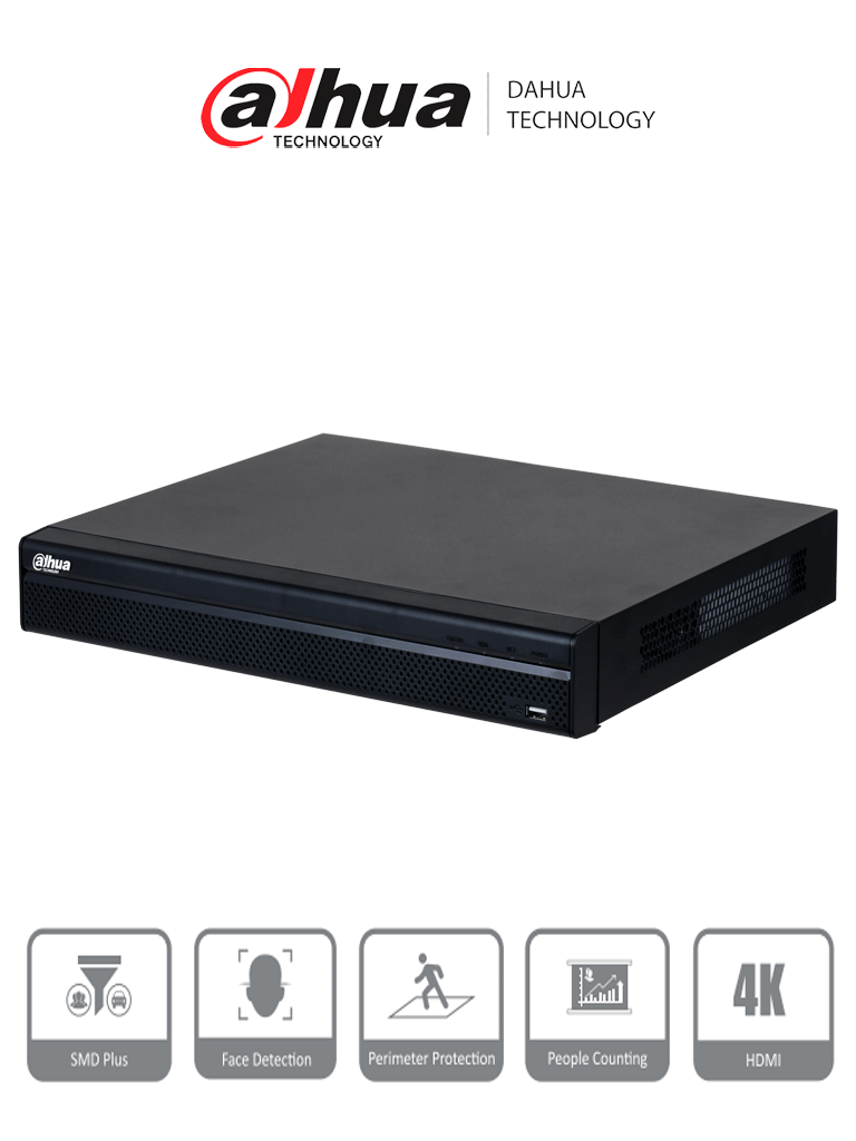 DAHUA DHI-NVR4232-4KS3 NVR De 32 canales IP, 8 MP 4K, 160 Mbps, Smart
