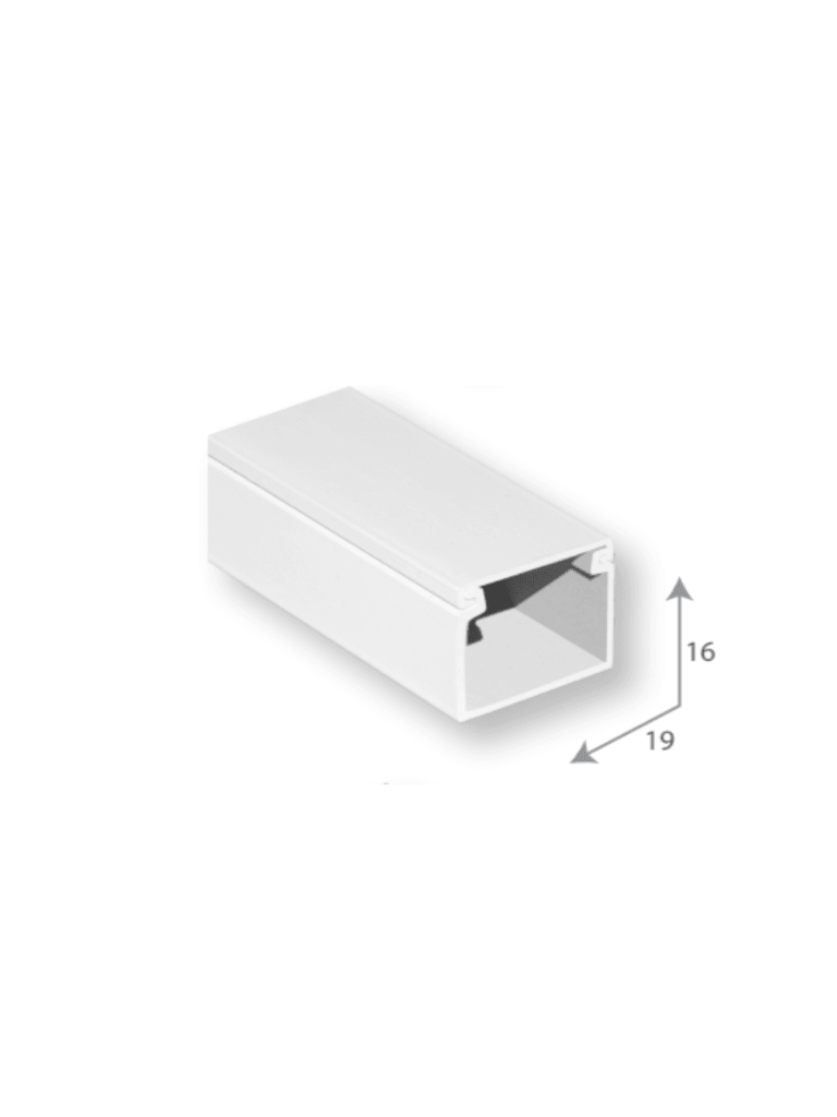 SBE TECH SBE-1619 – Canaleta plástica PVC Una vía Alto 1.6 cm, Ancho 1