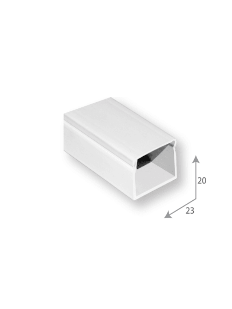SBE TECH SBE-2023 Canaleta plástica PVC Una vía Alto 2 cm, Ancho 2.3 c
