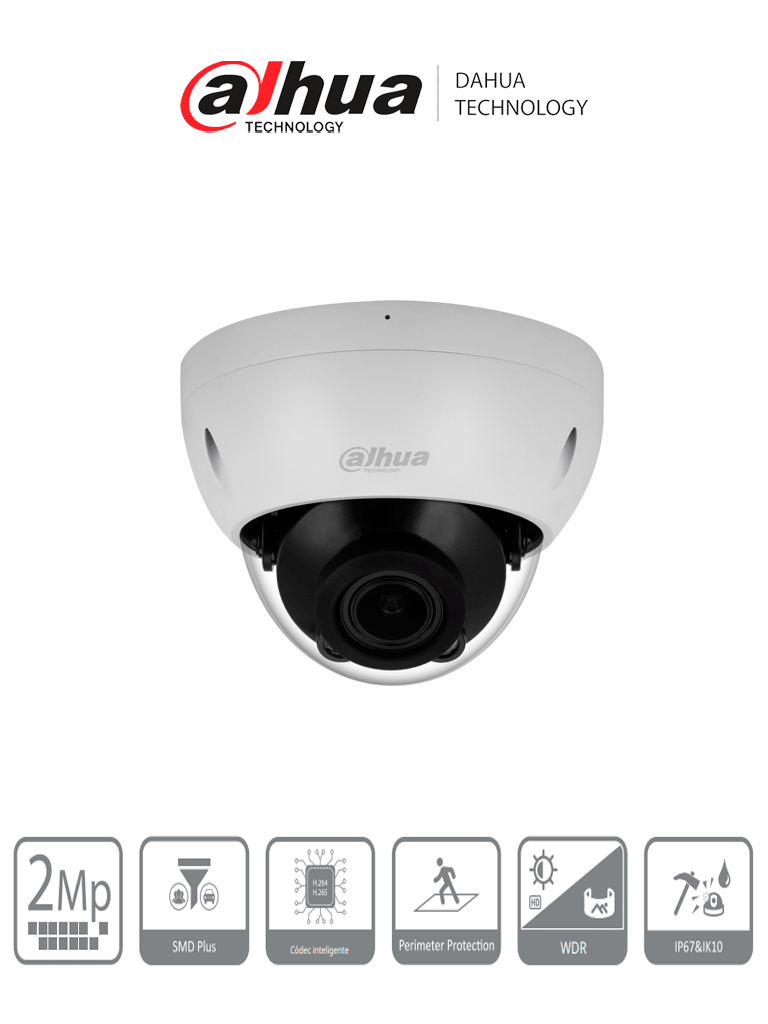DAHUA DH-IPC-HDBW2241R-ZS Cámara Domo IP de 2 MP Lente Mot 2.7 mm–13.5