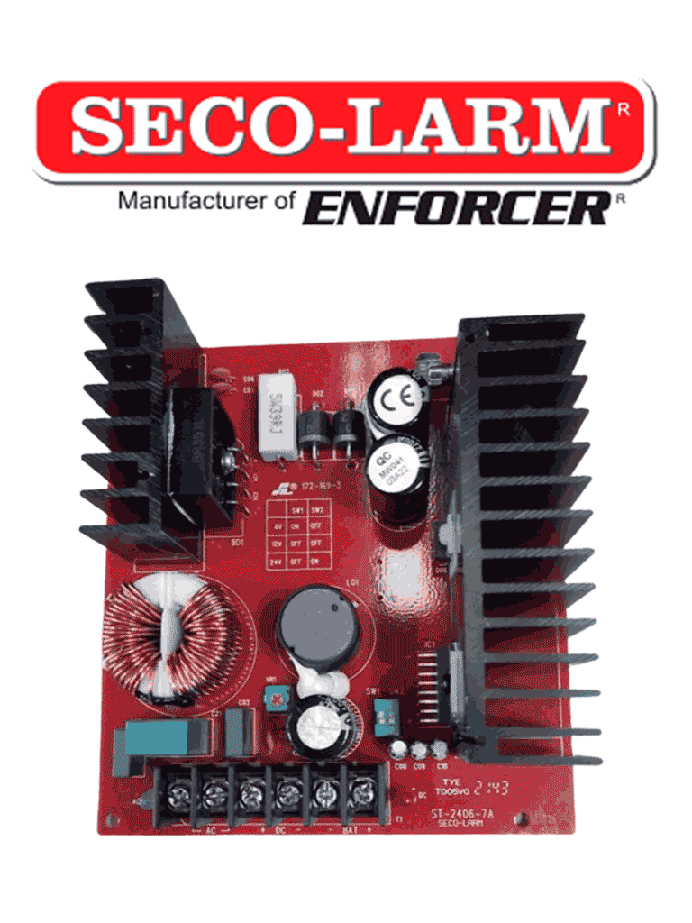 Seco-Larm ST24067AQ- Fuente de Poder con Cargador Batería 7 Amp 6 12 2