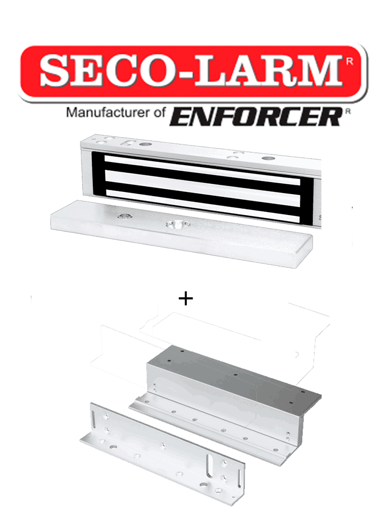 Seco-Larm E941SA600 – Electroiman de 600Lb + Soporte en “Z” y en “L”.