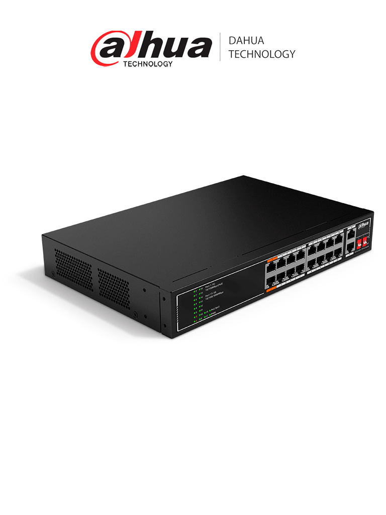 DAHUA SF1018LP – Switch PoE de 18 Puertos 135 Watts Totales 16 Puertos