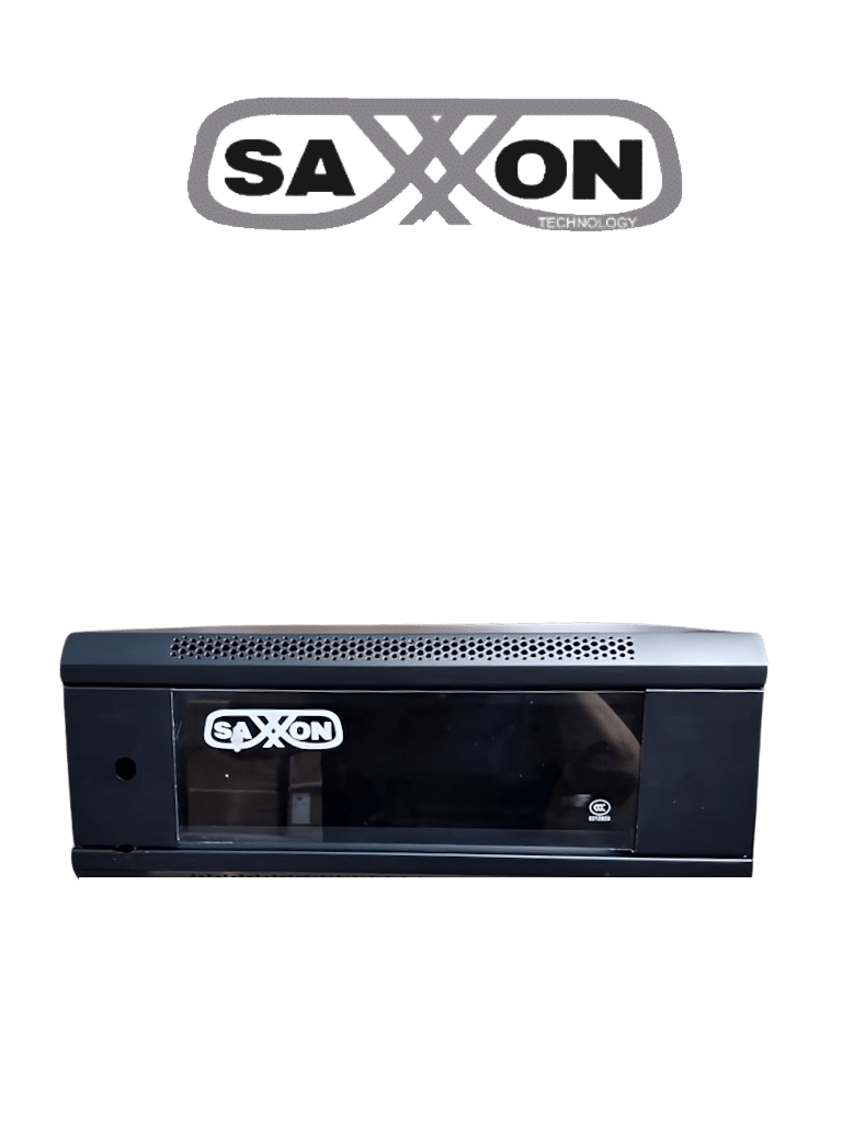 SAXXON SXR4U5404A – Gabinete de Pared Negro 4 UR Puerta de Vidrio Temp