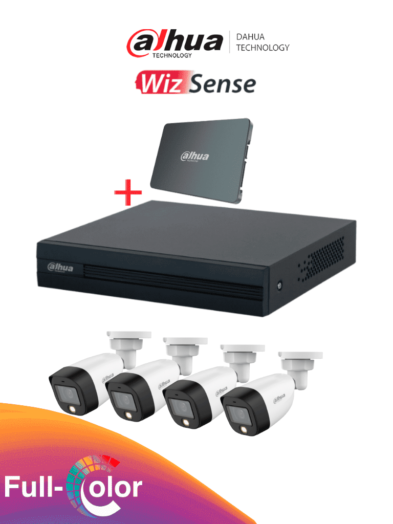 DAHUA KIT XVR1B04-I-SSD512G4HFW1209 – Kit FullColor de 4 Canales con S