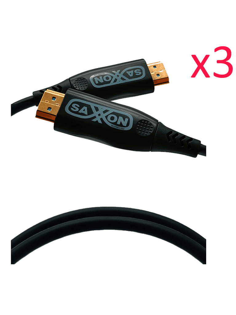 SAXXON SX05HDF047PAQ – Paquete de 3 Cables HDMI de 5 Metros por Fibra SAXXON SX05HDF047PAQ – Paquete de 3 Cables HDMI de 5 Metros por Fibra