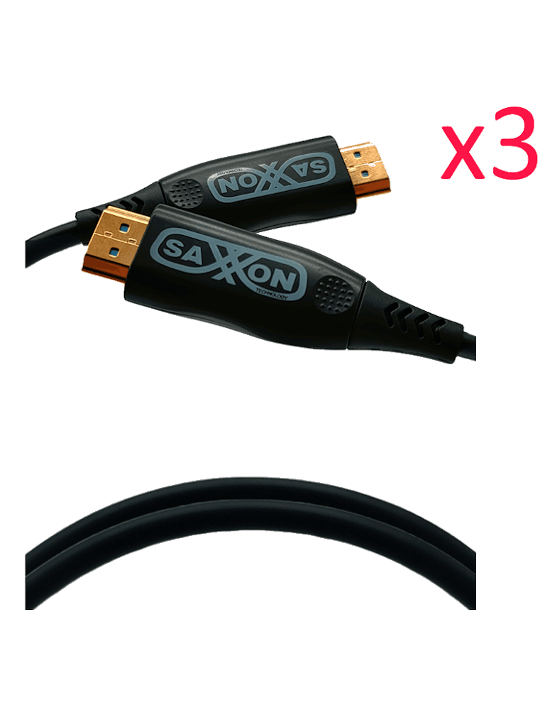 SAXXON SX05HDF047PAQ – Paquete de 3 Cables HDMI de 5 Metros por Fibra