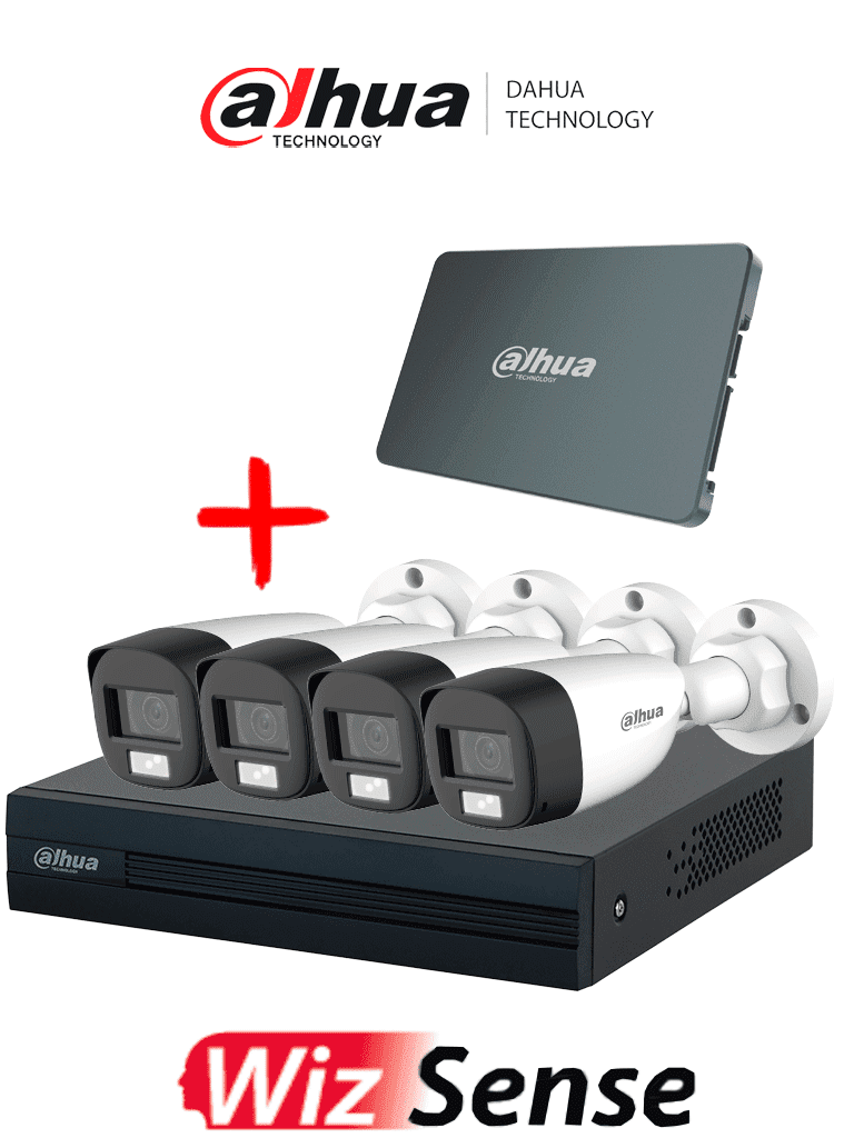 DAHUA KIT XVR1B04-I-SSD512G4HFW-IL-A – Kit Iluminación Dual de 4 Canal