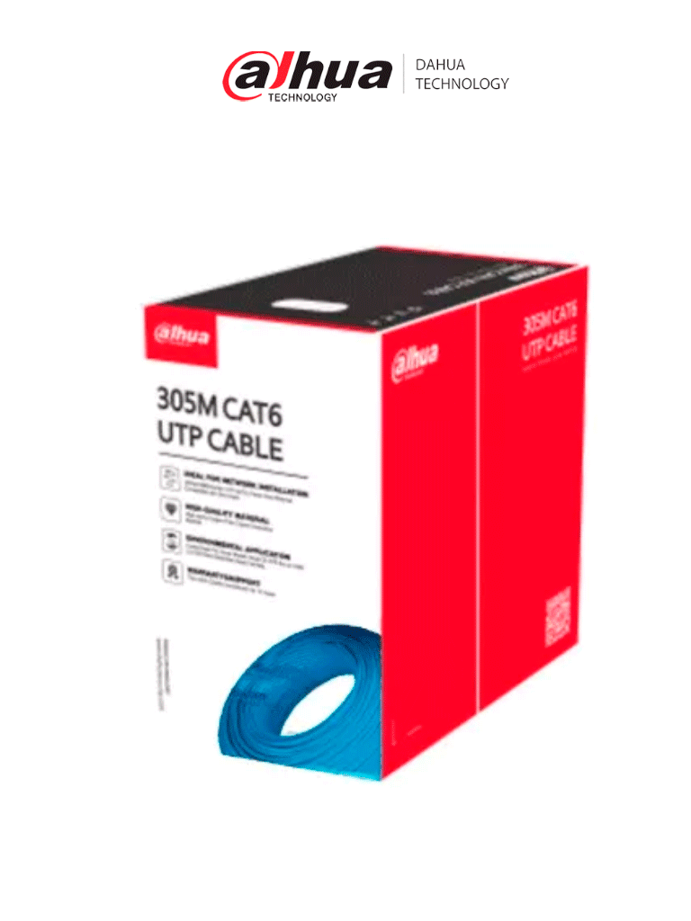 DAHUA PFM920I-6UN-C – Bobina de Cable UTP Cat 6 100 Cobre Color Azul U