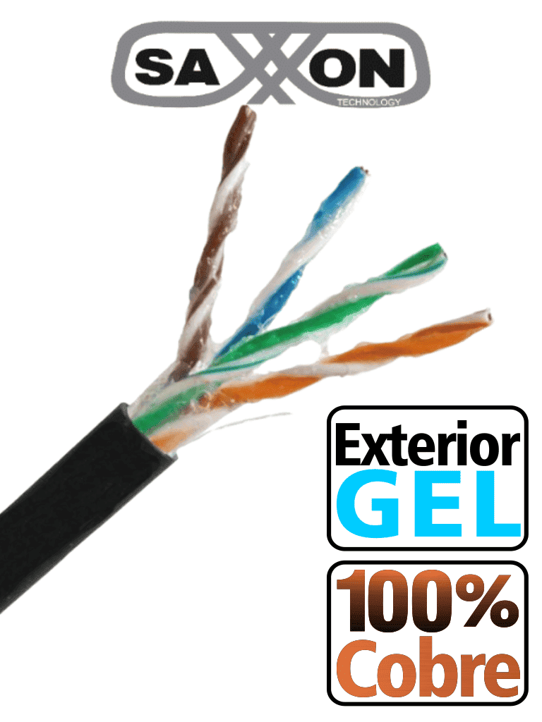 SAXXON OUTPCAT5EGCOPEXT – Bobina de Cable UTP Cat5e 100 Cobre con Gel