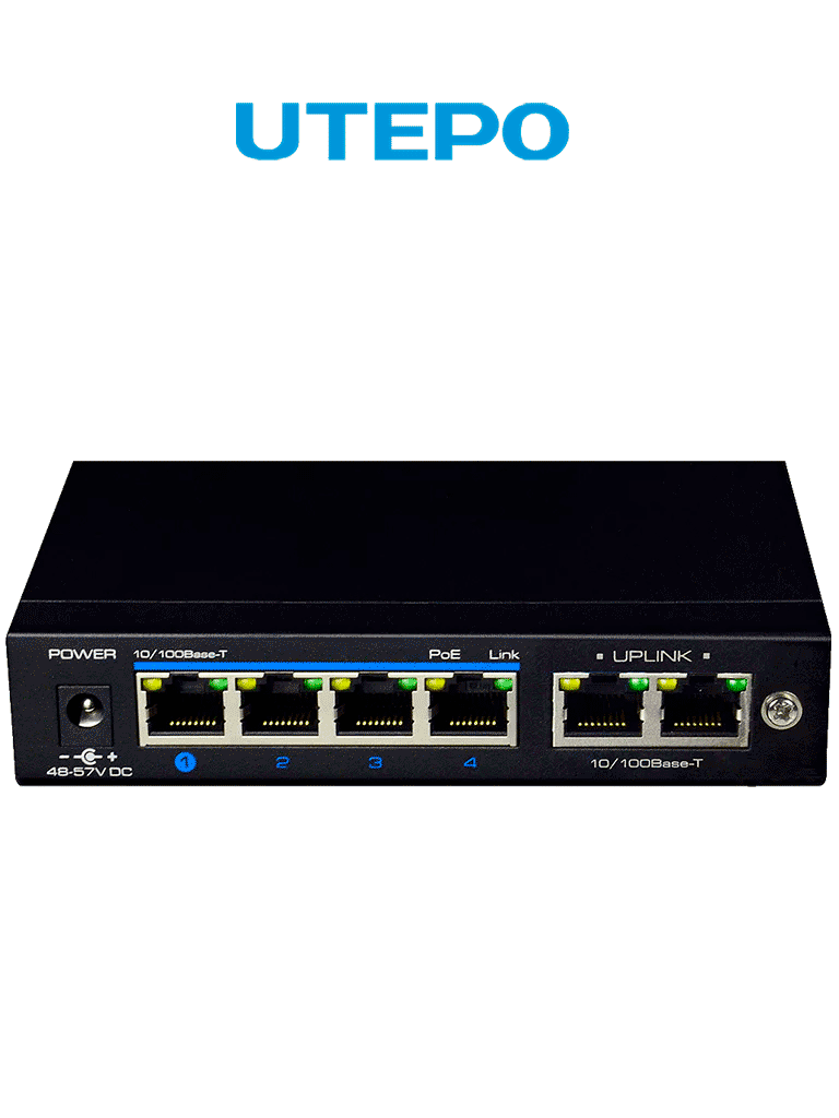 UTEPO UTP3SW04TP60 – Switch PoE de 6 puertos Fast Ethernet, 4 puertos