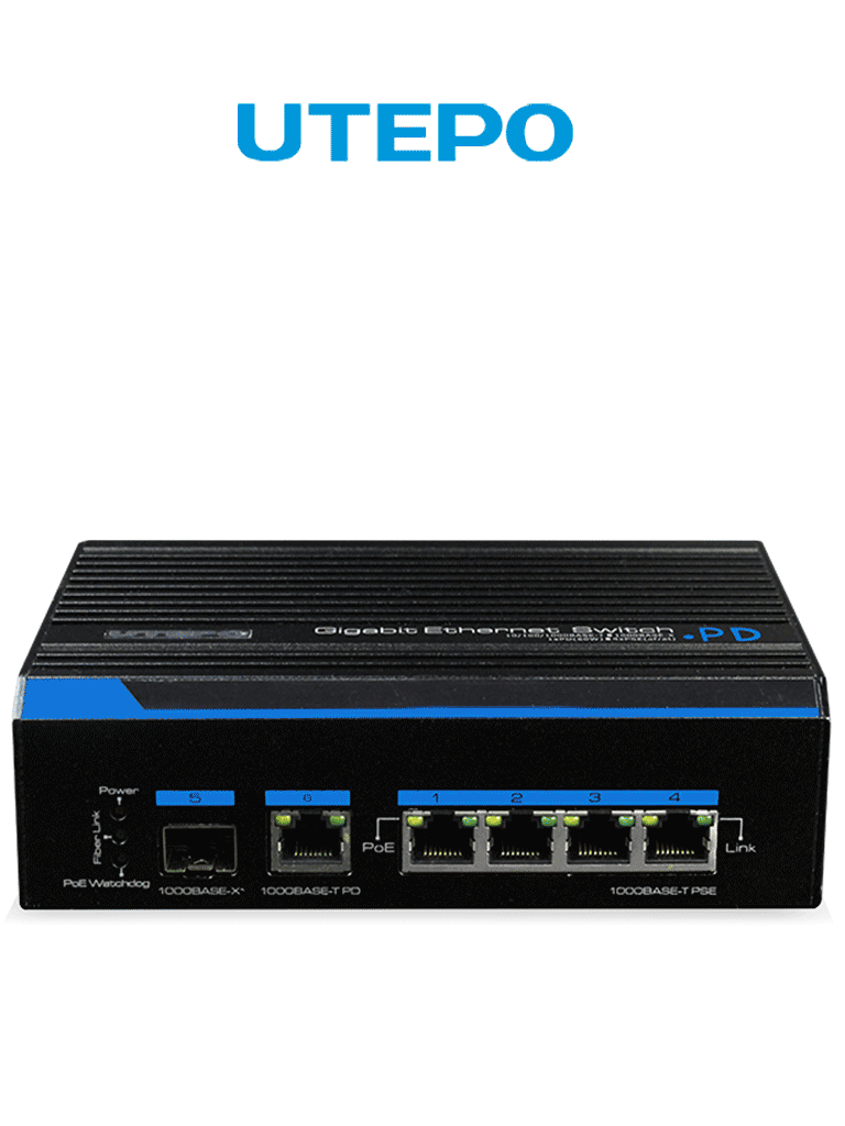 UTEPO UTP7204GEHPOE – Switch Gigabit industrial high PoE, 4 puertos, 8