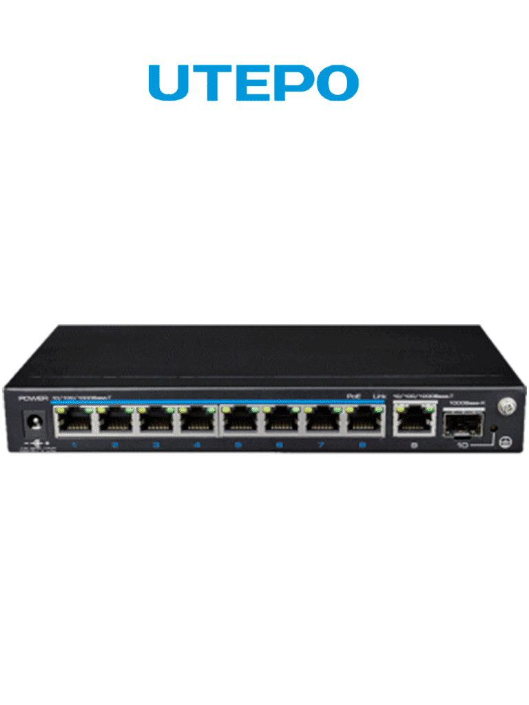 UTEPO UTP3GSW0802TSP120 – Switch PoE de 10 puertos: 8 PoE 10 100 1000