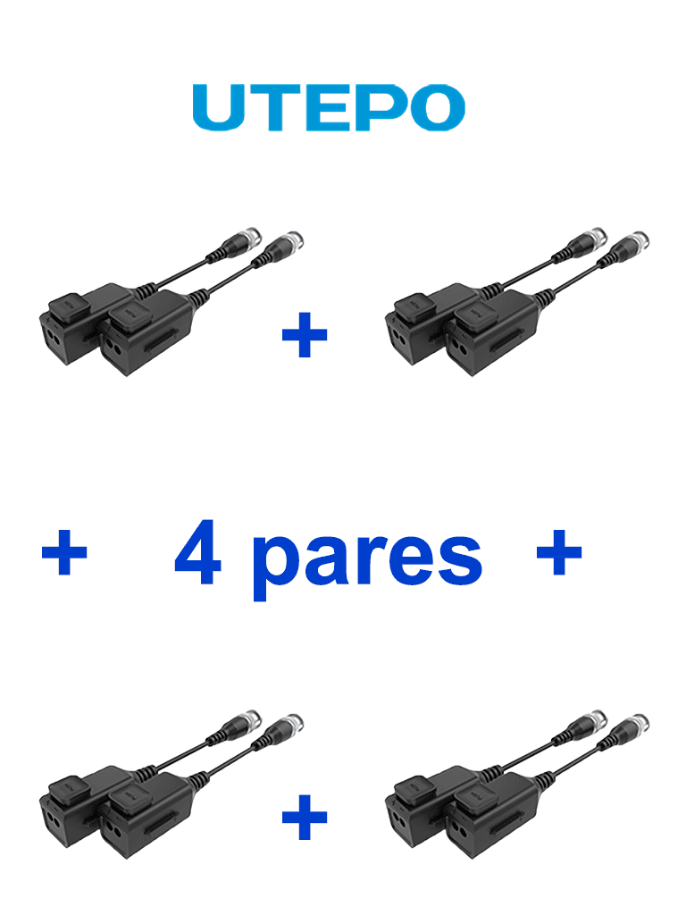 UTEPO UTP101PHD6PAK4 – 4 pares de transceptores pasivos HD, diseño par